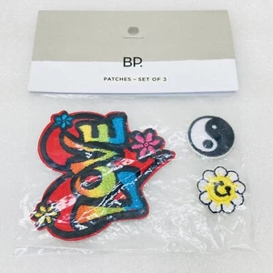 NEW‼ Lot/Set of 3‼ Nordstrom BP Patches - Love Heart Yin Yang Daisy Happy Hippie - Picture 1 of 4