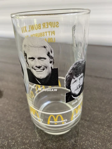 Vintage Pittsburgh Steelers McDonald's Super Bowl XIV Glass Bradshaw, Davis, Ham Cover
