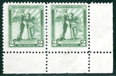 Ireland EIRE Stamp 2d Green 1922 ESSAY (Dollard) ENGRAVED Mint PAIR GGREEN124 Cover