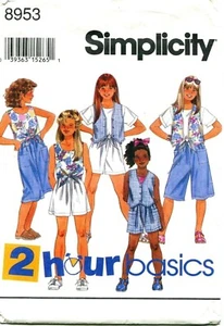 Chaleco corto Simplicity 8953 para niñas 2 horas básico patrón de costura sin cortar - Imagen 1 de 2