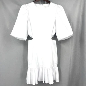Veronica Beard Dress Iker Women 0 White Cut Out Side Puffed Quiet Luxury Capsule - Picture 1 of 19