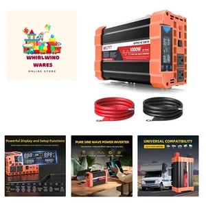 1000Watt Pure Sine Wave Inverter 12V DC to 120V AC for RV, Truck, Off-Grid So... - Picture 1 of 10