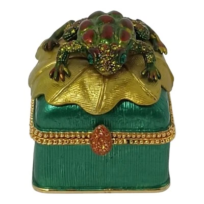 Ruccinni Jeweled Hinged Frog Trinket Box - Image 1 of 4