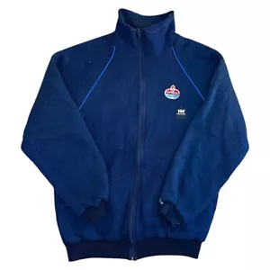 Helly Hansen Fleece Jacket 90s Retro Sailing Pockets Blue Mens Medium - Picture 1 of 10