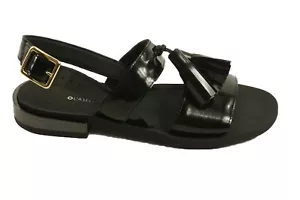 New O L'Autre Chose Womens Size 35 Black Patent Leather Tassel Slingback Sandals - Picture 1 of 11