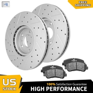 For 2009 2010 2011 - 2022 Nissan Maxima Front Drilled Rotors Ceramic Brake Pads - Picture 1 of 9