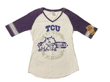 NEW NCAA TCU Horned Frogs Women’s Junior White/Purple Baseball Tee (Sz L 11/13)