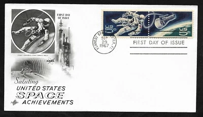 #1331-1332 (1332b) 5c Space Achievements- ArtCraft FDC Se-Tenant Pair  - Image 1 of 2