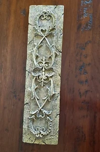 Vintage CBK LTD 23x6 green floral rustic distressed rectangular plaster/resin wa - Picture 1 of 5