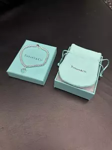 Tiffany Blue Heart Tag Bead Bracelet Silver, 18 cm - Picture 1 of 5