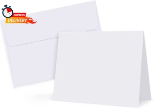 50 Pack White-Blank-Cards-And-Envelopes-5X7-Heavyweight-Folded-Cardstock-And-A7- - Picture 1 of 12