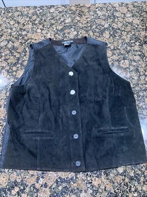 Black Suede Leather Size Large Vest Savannah Biker Westernwear Womens Steampunk - Image 1 of 4