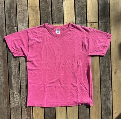 Vintage Single Stitch Fruit Of The Loom Bright Pink Blank T Shirt Women Sz Large - Image 1 of 4