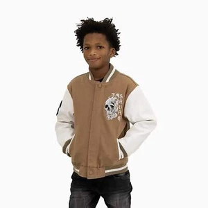 Savar Kid’s Skull Varsity Jacket | Wool Bomber Style | Boys Girls Streetwear - Picture 1 of 6