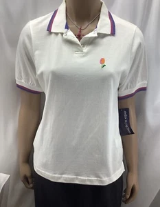 Eagles Eye Shirt Womens Medium Embroidered Flower Polo New Vintage MFC230913/TP1 - Picture 1 of 8