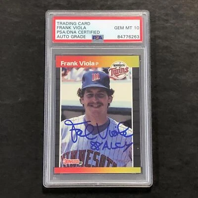 Tarjeta firmada por Frank Viola Donruss Baseball #237 1989 PSA losa automática gemelos Foto 1 de 2
