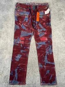 Rock Revival Elroy Biker Moto Skinny Distressed Acid Wash Jeans Herren rot - Bild 1 von 6