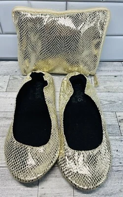 Pisos de ballet plegables dorados City Slips talla 7-8 medianos  Foto 1 de 4