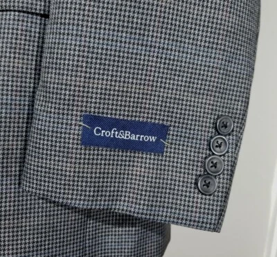 Jaqueta Blazer Croft & Barrow 48R Cinza Azul Vermelho Preto Xadrez de Dentes Casaco Esportivo Novo com etiquetas - Imagem 1 de 4