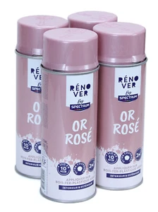 Lot 4 Peinture Spray Aérosol OR Rosé brillant - Foto 1 di 1