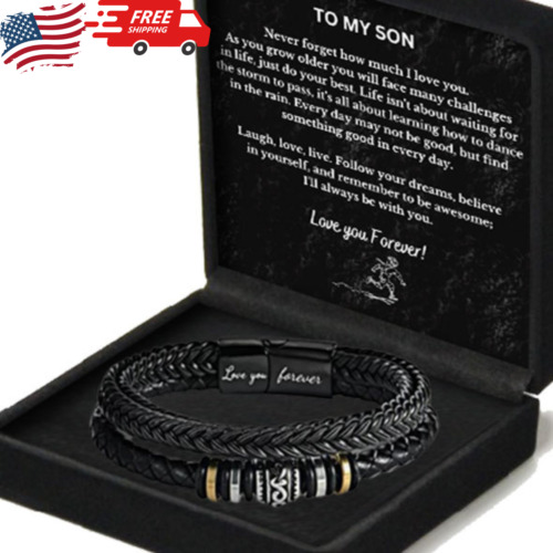 To My Son Gift for Son Bracelet Love from Mom, Dad Forever Birthday, Graduation