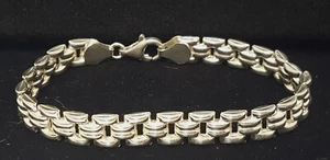 Italy 925 Sterling Silver Puffy Basket Weave Bricks Bracelet 7.75" L Vintage - Picture 1 of 20