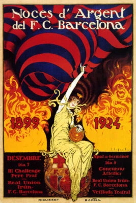 NOCES D'ARGENT DEL F.C. BARCELONA 1924 SOCCER FUTEBOL SPAIN VINTAGE POSTER REPRO - Image 1 of 3
