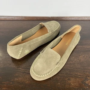 Jack Rogers Millie Moccasins Womens Leather Loafers Suede Shoes Size 11 M Olive - Picture 1 of 11