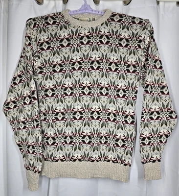 Suéter Tejido Fieldmaster De Colección Para Hombres M Algodón Rojo Verde Vacaciones Copos de Nieve Hecho en EE. UU. Foto 1 de 4