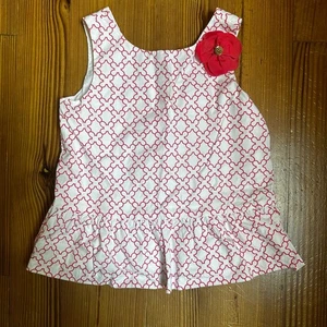 Janie and Jack pink white paradise rose geo peplum top SIZE 6 - Picture 1 of 5