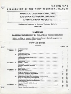 Historical book Antenna Group AN/GRA-50, Operator and Maintenance - Picture 1 of 1
