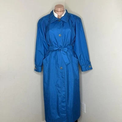 Vintage Blue Long Raincoat Jacket Size 7/8/ Medium - Image 1 of 4