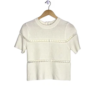 J.O.A Sweater Women Size Large Off White Cutout Detail - Picture 1 of 3