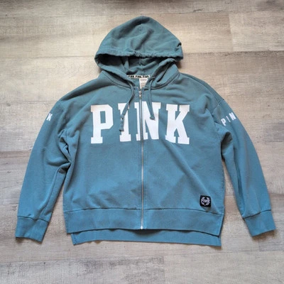 Sudadera con Capucha Rosa Victorias Secret Mujer Verde Blanco Manga Larga L Foto 1 de 4