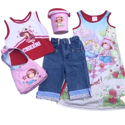Lote Conjunto 2 Piezas Vintage Y2K Fresa Pastel Niñas 3T Camisón M Cartera Foto 1 de 4