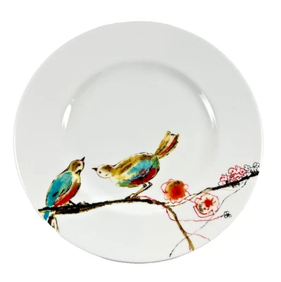 Lenox CHIRP Plate 9.25 inch Salad Luncheon Birds Branches Bone China USA Retired - Image 1 of 4