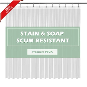 Clear Shower Curtain Liner 5g Heavy Duty Peva Waterproof with 72''x72' - Picture 1 of 7