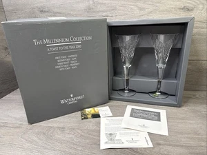 Waterford Kristall Champagner The Millennium Kollektion Flöten PEACE Paar - Bild 1 von 10