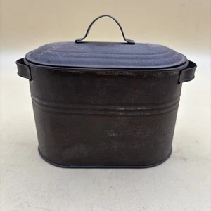 Antique Tin Container With Lid And Handles  - Picture 1 of 6