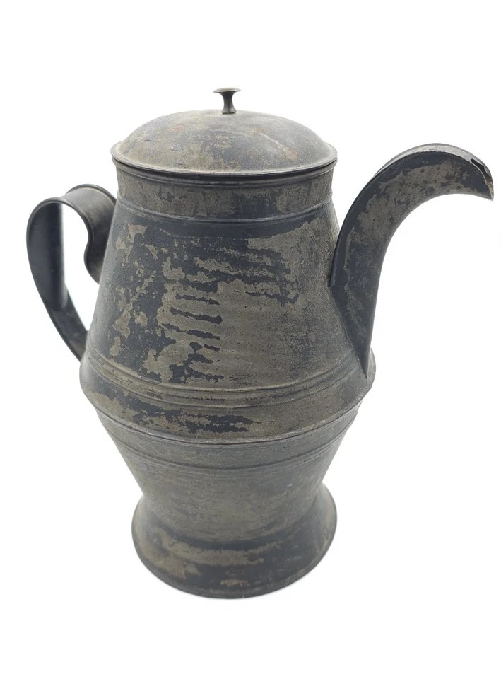 RARE 19TH CENTURY PENNSYLVANIA TIN TOLEWARE ORIGINAL COFFEE POT   - Image 1 of 4