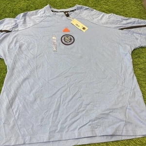 New York City Football Club Soccer Jersey T-shirt Men’s XXL Blue Adidas Patch - Picture 1 of 6
