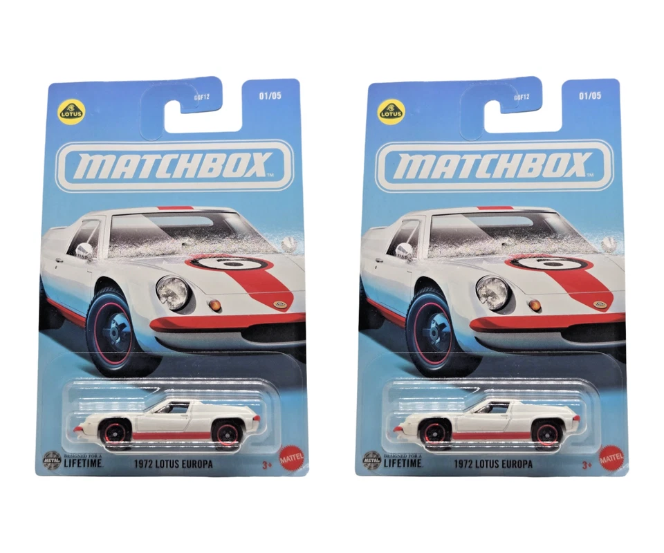 MATCHBOX BLUE CARD 1972 LOTUS EUROPA IN WHITE #01/05
