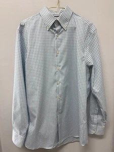 Charles Tyrwhitt Adult Men Dress Shirt 16-35 Blue White Check Slim Fit Button - Picture 1 of 9