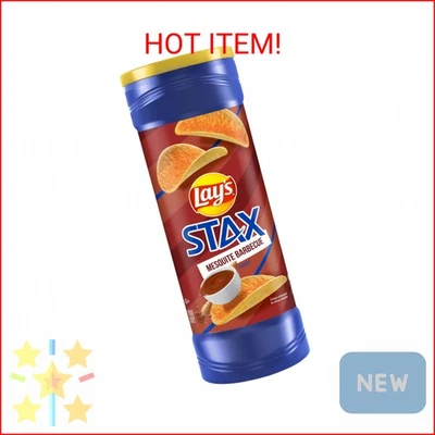 LAY'S STAX Lay’s Stax Potato Crisps Chips, Mesquite BBQ, Gluten Free, 5.5 Oz Canister Pack