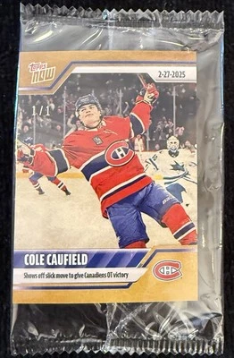 2024-25 NHL TOPPS NOW® Sticker #120 🏒 Cole Caufield 🏒 Canadiens 🇨🇦 GOLD 1/1 - Image 1 of 4