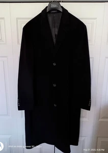 Mens Ralph Lauren Chaps 3-button Black Overcoat Topper, Size 44 Long, Exc cond. - Picture 1 of 5