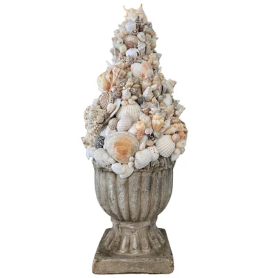 Urna Topiaria Seashell, Estilo Gruta de Concha y Hormigón, Clásico Maximalista Costero Foto 1 de 4