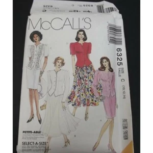 McCalls Pattern 6325 Missus Unlined Jacket Skirts Size C 10 Thru 14 Uncut - Picture 1 of 3