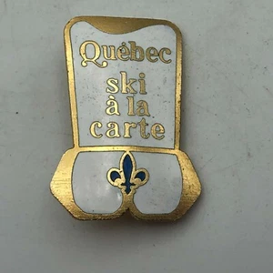 Quebec Ski Pin A La (Ala) Cart Skiing Badge Lapel Pin Hat Pin Vtg Fleur De Lis - Picture 1 of 12