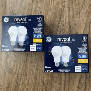2x Boxes GE Reveal A19 100W LED 4 Ct Light Bulbs Total HD 1140 Lumens Color NEW - Picture 1 of 4